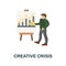 Creative Crisis flat icon. Colored element sign from creative professions collection. Flat Creative Crisis icon sign for
