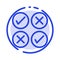 Creative, Cross, Design, Tick Blue Dotted Line Line Icon