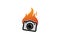 Creative Cute Abstract Camera Fire Logo Design Symbol Vector Illustration
