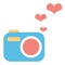 Creative cute camera icon. Colorful concept graphic logo.