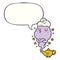 A creative cute cartoon genie rising out of lamp and speech bubble