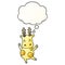 A creative cute cartoon giraffe and thought bubble in smooth gradient style