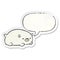 A creative cute cartoon polar bear and speech bubble distressed sticker