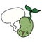 A creative cute cartoon seed sprouting and speech bubble