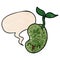 A creative cute cartoon seed sprouting and speech bubble in retro texture style