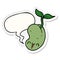 A creative cute cartoon seed sprouting and speech bubble sticker