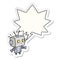 A creative cute cartoon surprised robot and speech bubble sticker