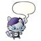 A creative cute cartoon tough cat girl and speech bubble in smooth gradient style