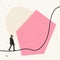 Creative design. Businessman, manager walking on line going upwards symbolizing way to success