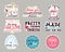 Creative design of sticker with phrases Made with love, thanks for supporting small business and others for supporting