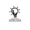 creative designer logo holding laptop inside light bulb.