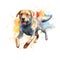 Creative and Detailed Cartoon Labrador in Watercolor Style,