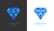 Creative Diamond logo design, polygon style in blue color
