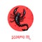 Creative digital illustration of astrological sign Scorpio. Eighth of twelve signs in zodiac. Horoscope water element. Logo sign