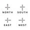 Creative direction logos set. North, south, east, west symbols. Black template icons isolated