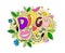 Creative Disco illustration in Doodle style, with elements of flowers and leaves.