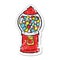 A creative distressed sticker of a cartoon gumball machine