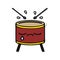 A creative distressed sticker of a cute cartoon crying drum