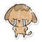 A creative distressed sticker of a cute puppy crying cartoon