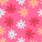 Creative ditsy seamless pattern on pink background. Cute chamomile print