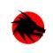 Creative dragon silhouette circle logo