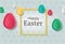 Creative Easter background. Abstract egg festive decoration. Vector holiday layout for poster, flyer or newsletter. Paper shapes