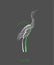 Creative eco logo, save the animal idea, heron looks like tree on grey background, green product, eco production,