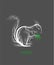Creative eco logo, save the forest idea, squirrel looks like tree on grey background, green product, eco production,
