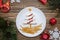 Creative edible christmas tree, food art. Food for kids and festive table. Tree made from bread with cream cheese