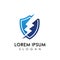 Creative electric logo design template. Modern vector symbol of electric power protection. bolt sign in the shield