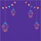 Creative Elegant Lanterns Hang And Bunting Flags Decorated Purple Islamic Pattern Background