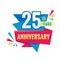 Creative emblem 25 th years anniversary. Five template logo badge design element. Abstract geometric banner on white background.