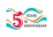 Creative emblem 5 th years anniversary. Five template logo badge design element. Abstract banner