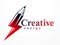 Creative energy power concept shown by pencil in a shape of lightning bolt, vector logo or icon, the power of idea, design and art