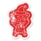 A creative excited teddy bear cartoon distressed sticker of a wearing santa hat