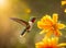 creative exotic hummingbird bird, flowers nectar natural