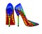 creative female footwear, High heels multicolored shoes, 3d illustration
