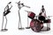 Creative figures of musicians, saxophone, drummer and trumpet ar