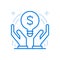 Creative financial idea vector line icon. Constructive marketing system of monetary development.