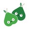 A creative flat color retro cartoon pears