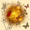Creative flower shiny background with butterflies
