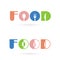 Creative food word icon elements design with spoon,knife , fork