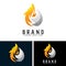 Creative fox logo design illustration, head fox and tails logo concept form fire vector template icon