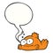 A creative funny cartoon goldfish and speech bubble