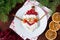 Creative funny food for kids: cheerful Santa Claus pancake