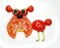 Creative funny vegetable snack with tomato