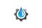 Creative Gear Blue Drop Logo Vector Design Illustration