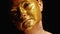 Creative glitter portrait woman golden face black