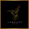 Creative golden hummingbird luxury linear logo design