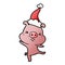 A creative gradient cartoon of a furious pig wearing santa hat